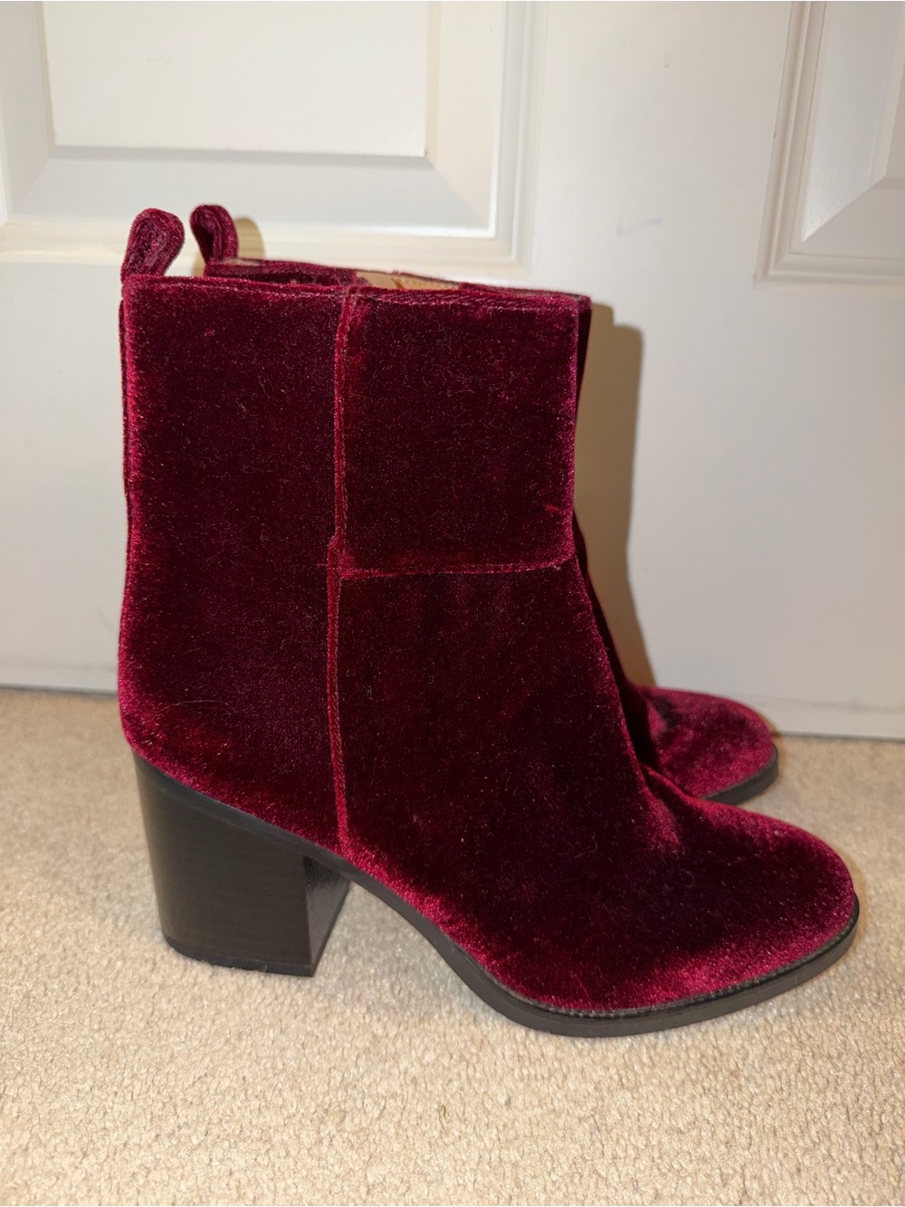 Franco Sarto Velvet Ankle Boots - Wine